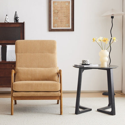 Fauteuil de loisirs à dossier haut et accoudoirs en bois massif, fauteuil d'appoint.
