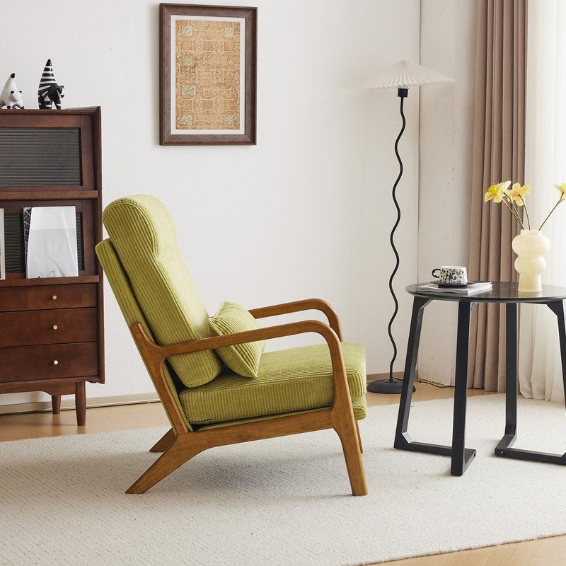 Fauteuil de loisirs à dossier haut et accoudoirs en bois massif, fauteuil d'appoint.