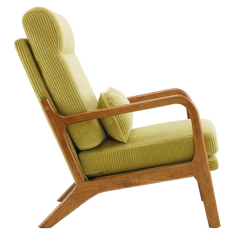 Fauteuil de loisirs à dossier haut et accoudoirs en bois massif, fauteuil d'appoint.