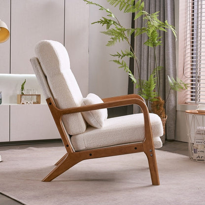 Fauteuil de loisirs à dossier haut et accoudoirs en bois massif, fauteuil d'appoint.
