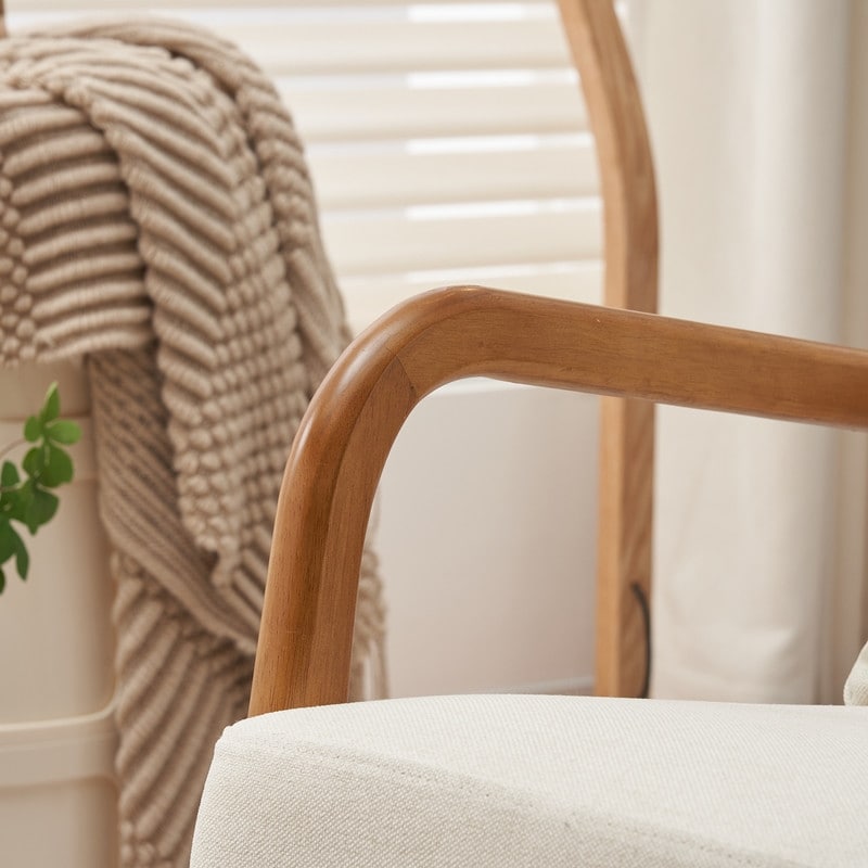 Fauteuil de loisirs à dossier haut et accoudoirs en bois massif, fauteuil d'appoint.