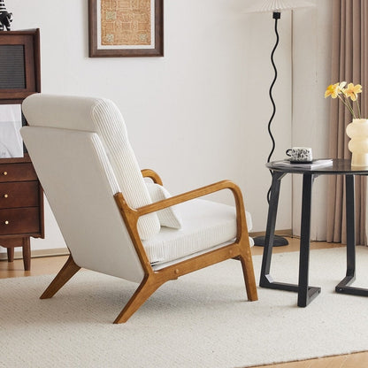 Fauteuil de loisirs à dossier haut et accoudoirs en bois massif, fauteuil d'appoint.