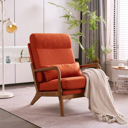 Fauteuil de loisirs à dossier haut et accoudoirs en bois massif, fauteuil d'appoint.
