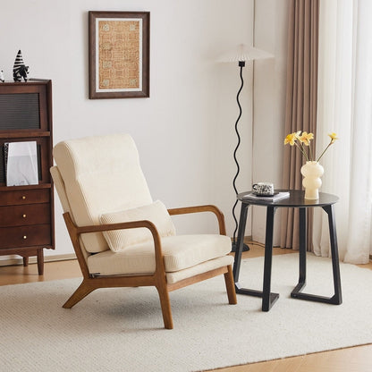 Fauteuil de loisirs à dossier haut et accoudoirs en bois massif, fauteuil d'appoint.