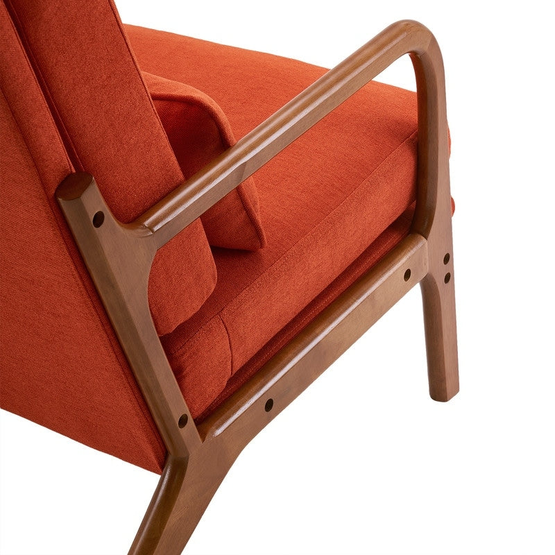 Fauteuil de loisirs à dossier haut et accoudoirs en bois massif, fauteuil d'appoint.