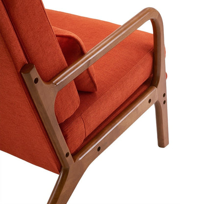 Fauteuil de loisirs à dossier haut et accoudoirs en bois massif, fauteuil d'appoint.