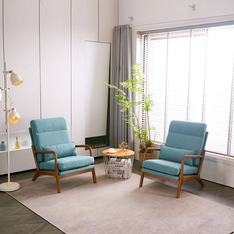 Fauteuil de loisirs à dossier haut et accoudoirs en bois massif, fauteuil d'appoint.