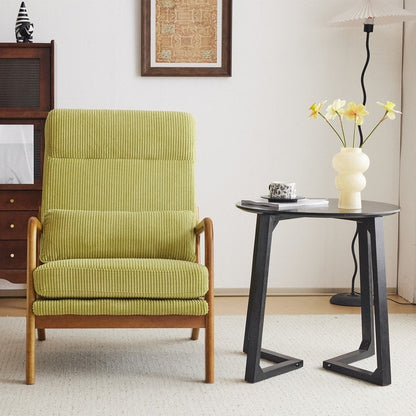 Fauteuil de loisirs à dossier haut et accoudoirs en bois massif, fauteuil d'appoint.