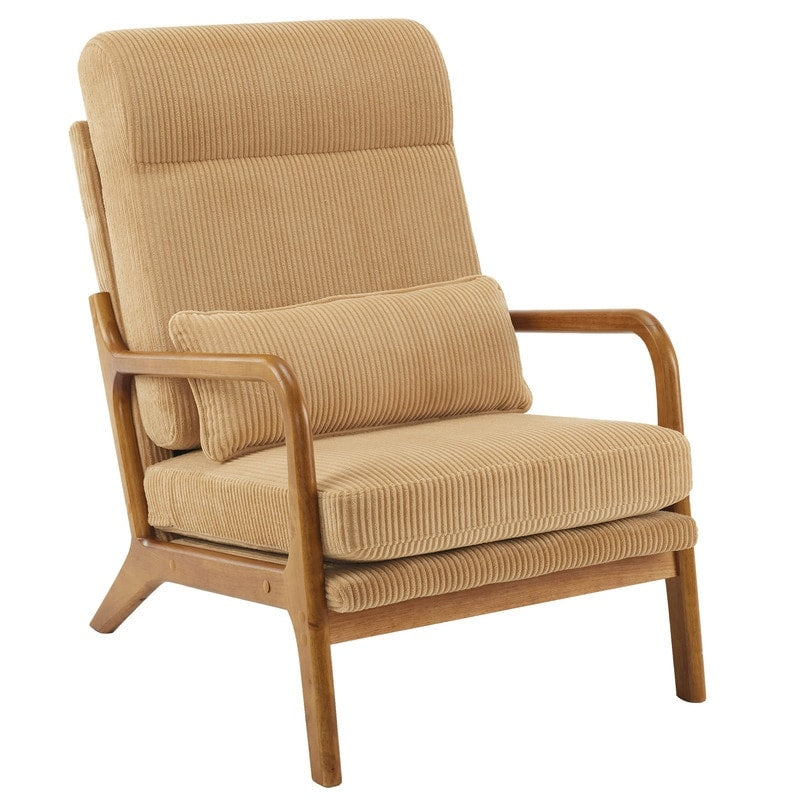 Fauteuil de loisirs à dossier haut et accoudoirs en bois massif, fauteuil d'appoint.