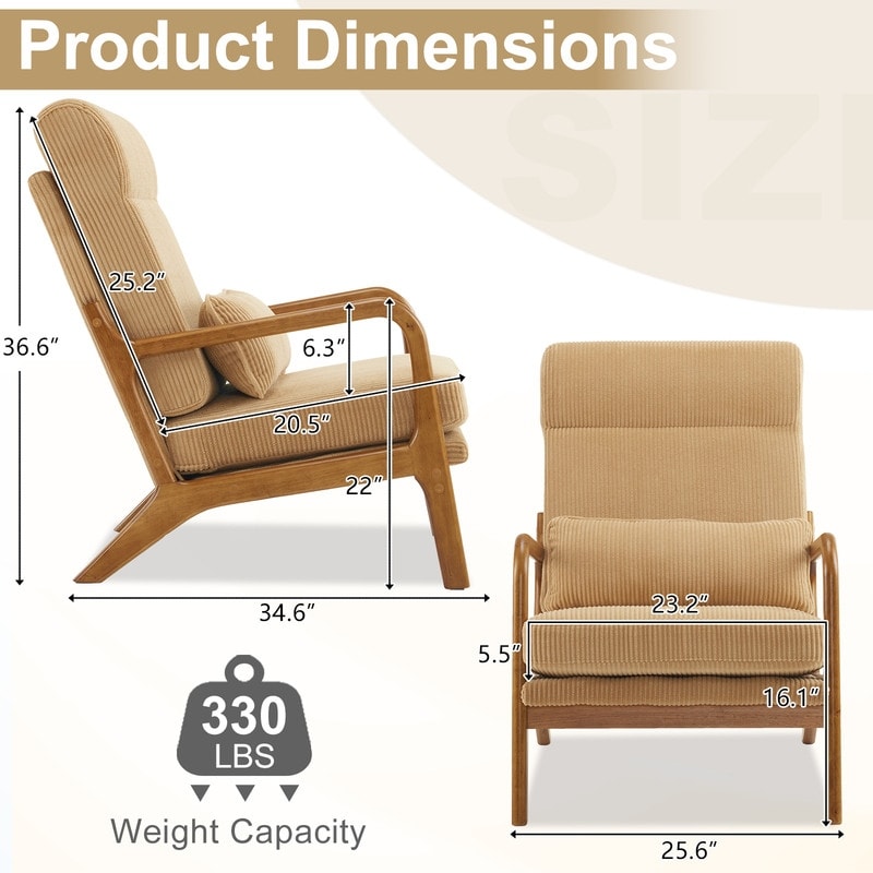Fauteuil de loisirs à dossier haut et accoudoirs en bois massif, fauteuil d'appoint.