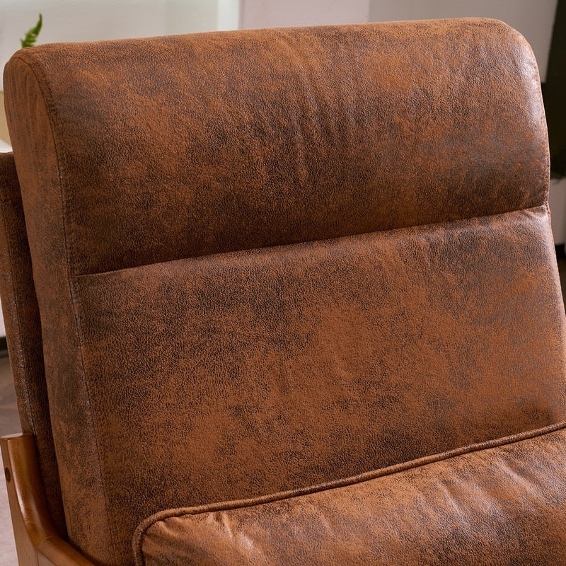 Fauteuil de loisirs à dossier haut et accoudoirs en bois massif, fauteuil d'appoint.