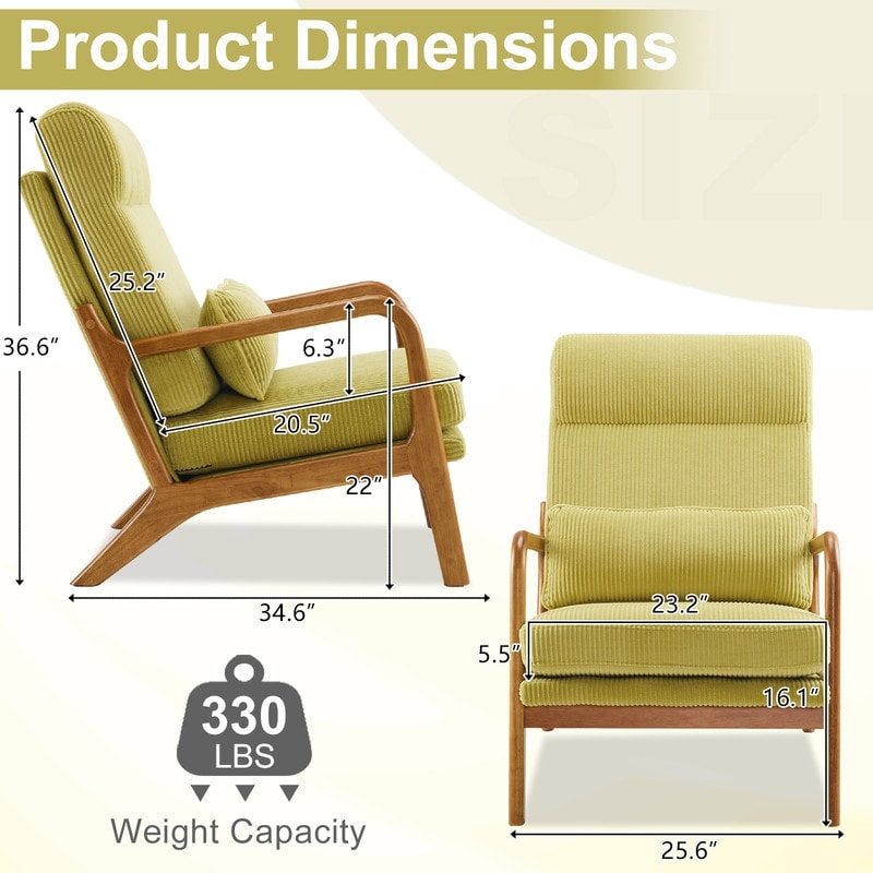 Fauteuil de loisirs à dossier haut et accoudoirs en bois massif, fauteuil d'appoint.