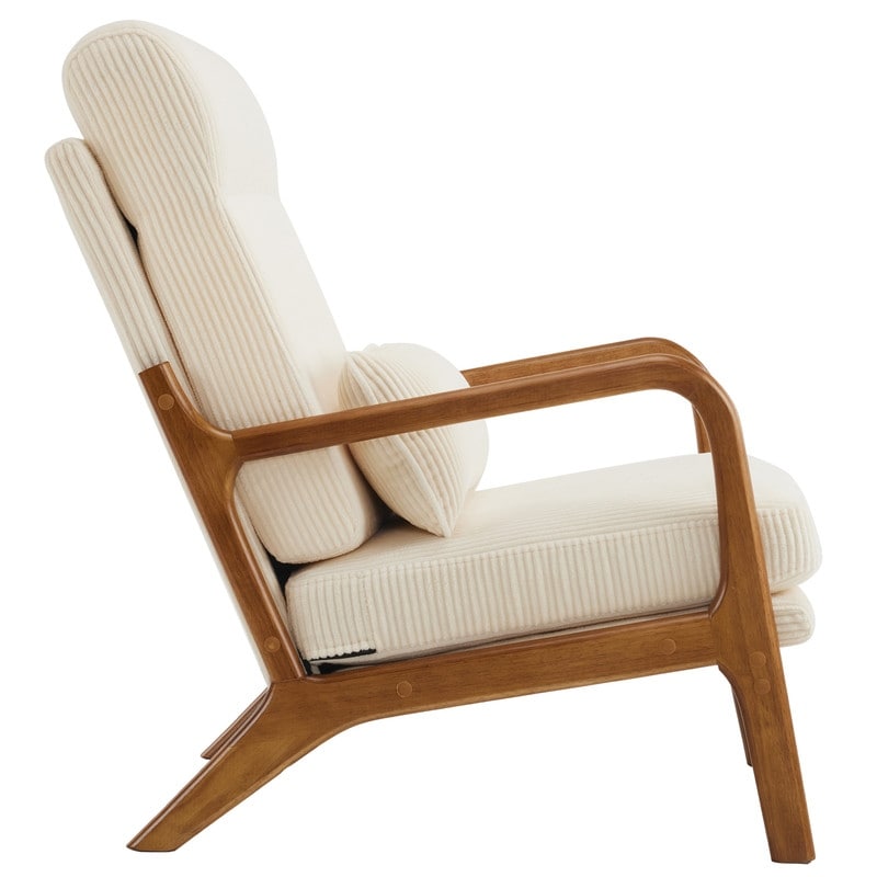 Fauteuil de loisirs à dossier haut et accoudoirs en bois massif, fauteuil d'appoint.
