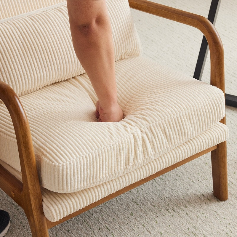 Fauteuil de loisirs à dossier haut et accoudoirs en bois massif, fauteuil d'appoint.