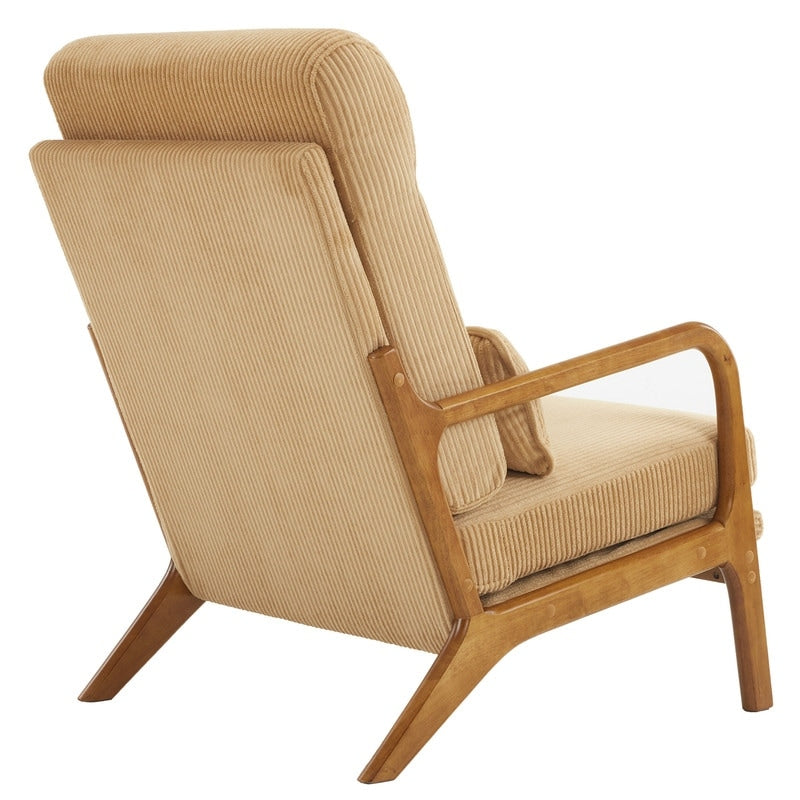 Fauteuil de loisirs à dossier haut et accoudoirs en bois massif, fauteuil d'appoint.
