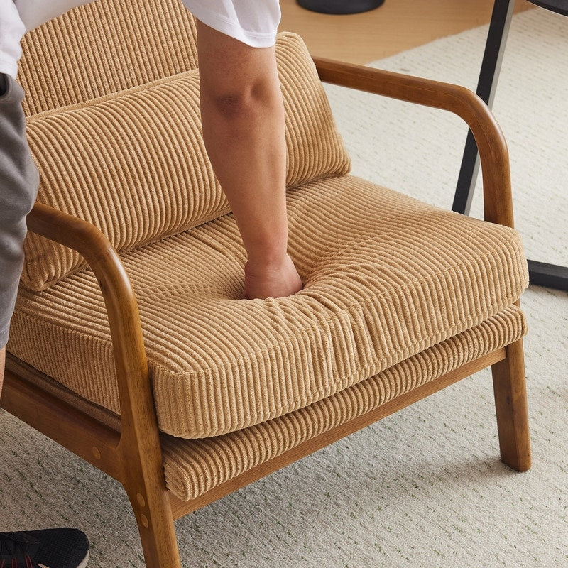 Fauteuil de loisirs à dossier haut et accoudoirs en bois massif, fauteuil d'appoint.