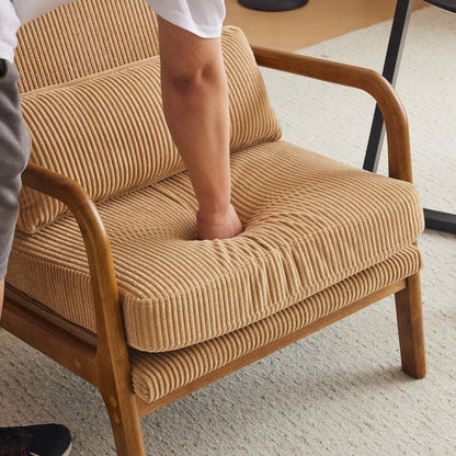 Fauteuil de loisirs à dossier haut et accoudoirs en bois massif, fauteuil d'appoint.