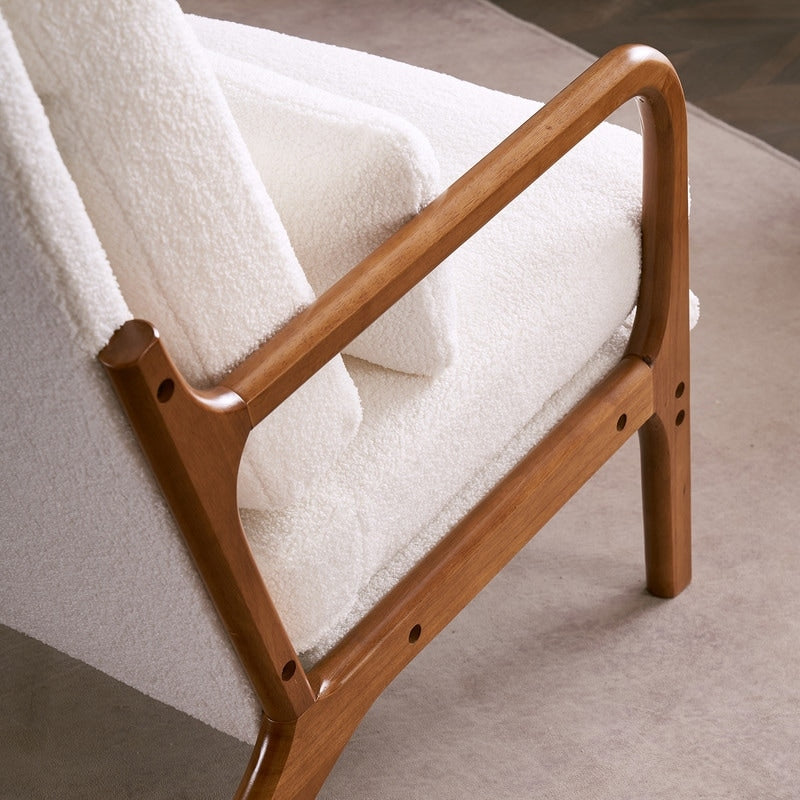 Fauteuil de loisirs à dossier haut et accoudoirs en bois massif, fauteuil d'appoint.