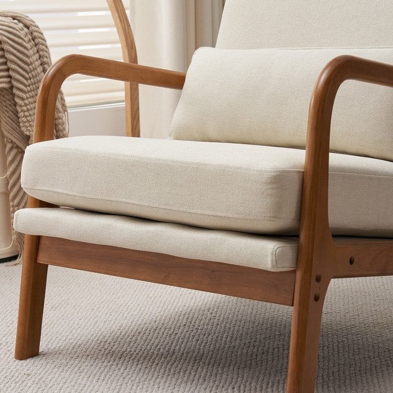Fauteuil de loisirs à dossier haut et accoudoirs en bois massif, fauteuil d'appoint.