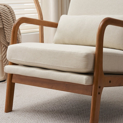 Fauteuil de loisirs à dossier haut et accoudoirs en bois massif, fauteuil d'appoint.