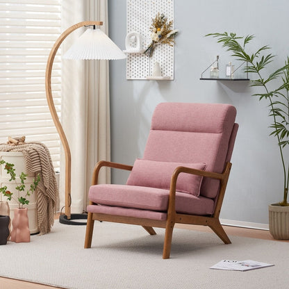 Fauteuil de loisirs à dossier haut et accoudoirs en bois massif, fauteuil d'appoint.