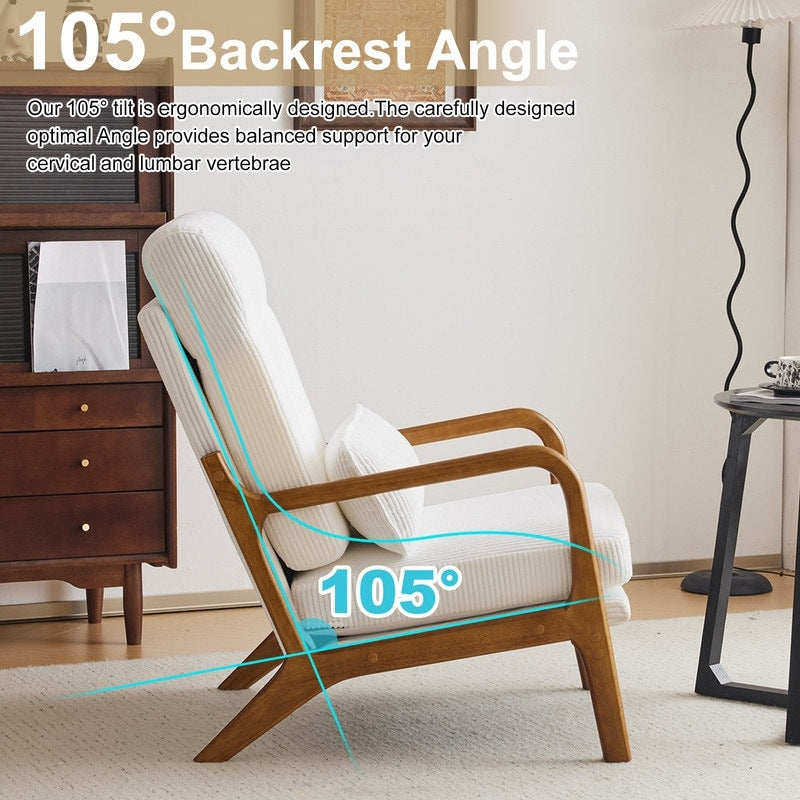 Fauteuil de loisirs à dossier haut et accoudoirs en bois massif, fauteuil d'appoint.