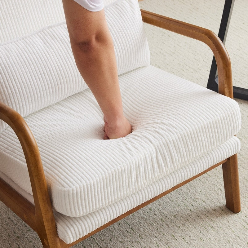 Fauteuil de loisirs à dossier haut et accoudoirs en bois massif, fauteuil d'appoint.