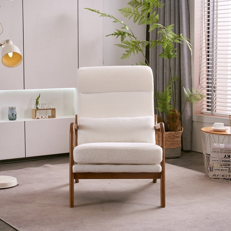 Fauteuil de loisirs à dossier haut et accoudoirs en bois massif, fauteuil d'appoint.
