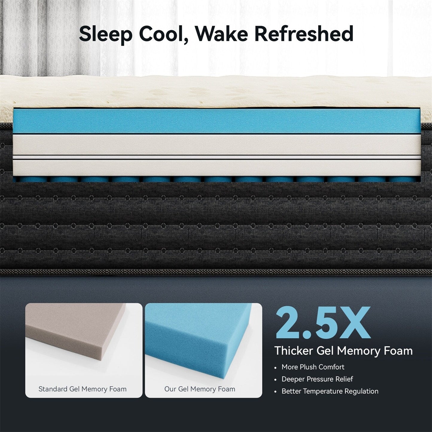Matelas hybride double face SweDrea de 35,5 cm (14 po) de luxe – Fermeté moyenne/ferme avec les certifications CertiPUR-US, SGS et OEKO-TEX