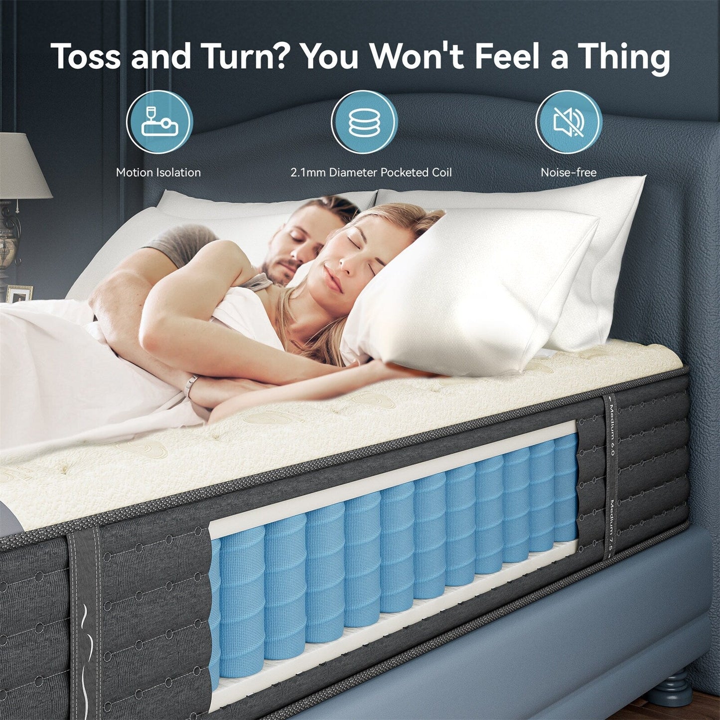 Matelas hybride double face SweDrea de 35,5 cm (14 po) de luxe – Fermeté moyenne/ferme avec les certifications CertiPUR-US, SGS et OEKO-TEX