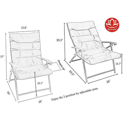 Kozyard Elsa Ensemble de meubles de jardin pliants rembourrés pour terrasse, 3 pièces