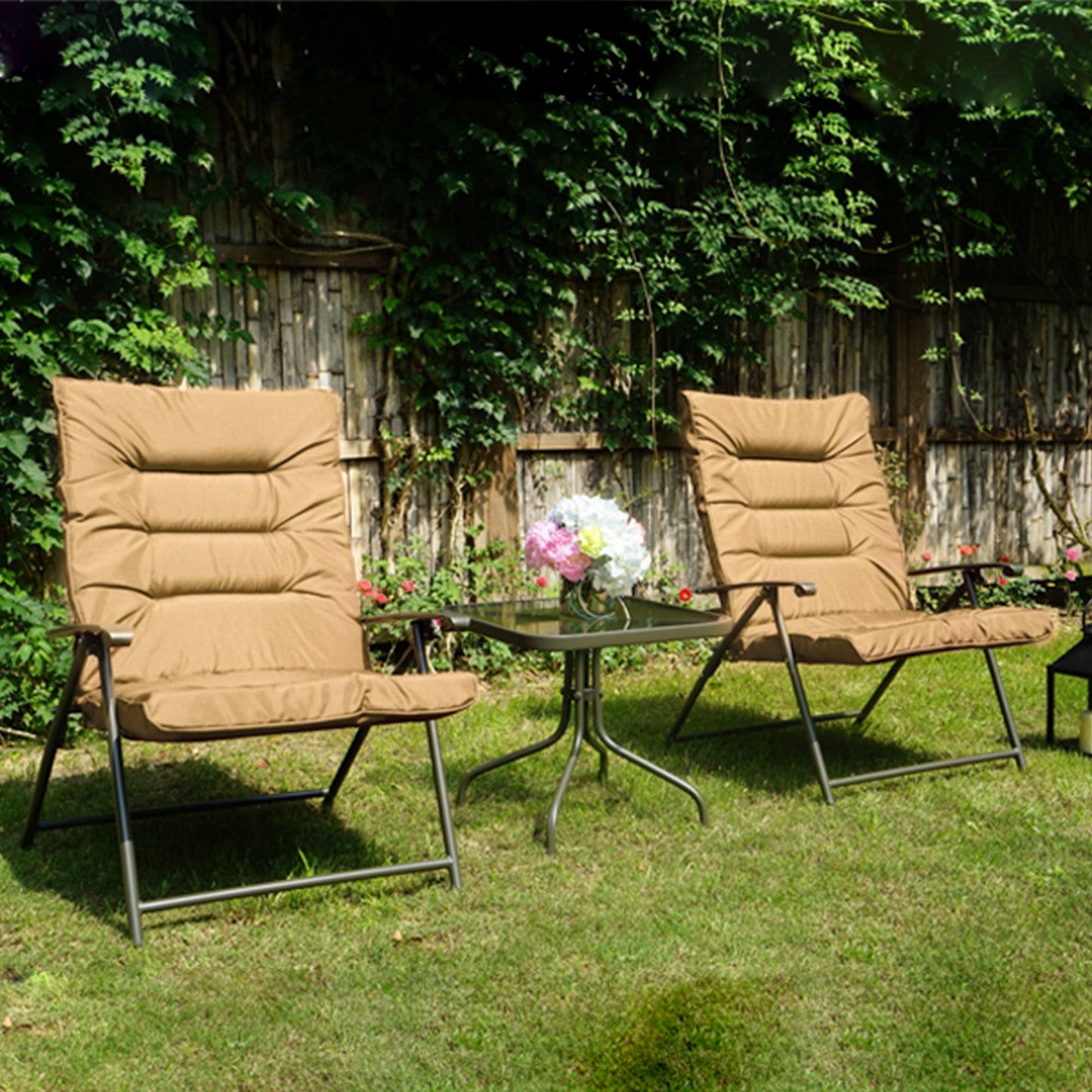 Kozyard Elsa Ensemble de meubles de jardin pliants rembourrés pour terrasse, 3 pièces