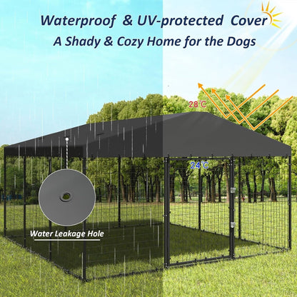 Grande cabane pour chien d'extérieur, 118 x 118 x 70 cm (L x l x h), enclos pour chien robuste avec toit étanche.