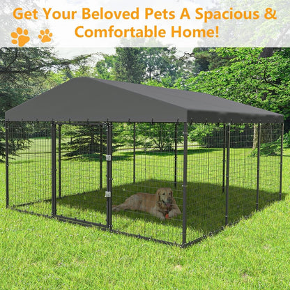 Grande cabane pour chien d'extérieur, 118 x 118 x 70 cm (L x l x h), enclos pour chien robuste avec toit étanche.
