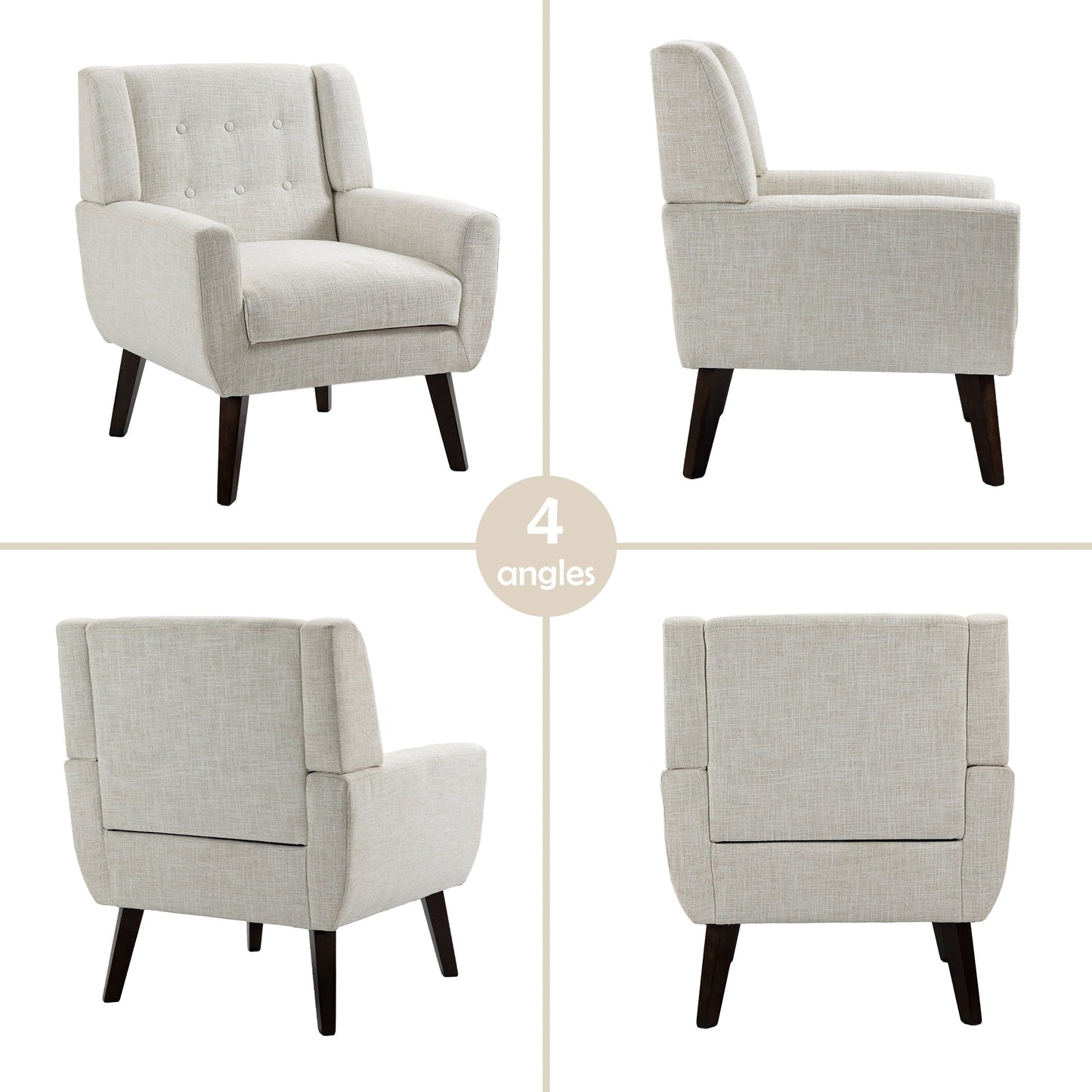 Fauteuil d'appoint moderne en tissu imitation coton/lin
