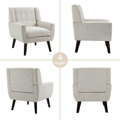 Fauteuil d'appoint moderne en tissu imitation coton/lin