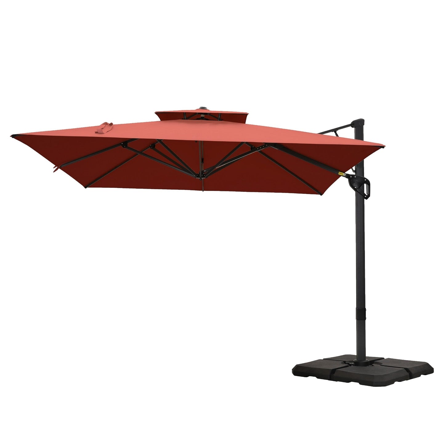 Parasol à bras articulé MAISON ARTS 12 FT, système hydraulique automatique, mât en aluminium, rotation à 360 degrés
