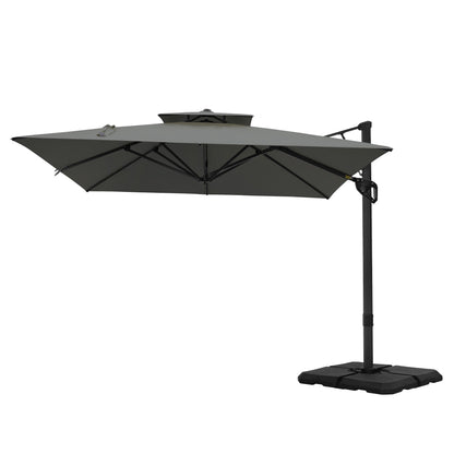 Parasol à bras articulé MAISON ARTS 12 FT, système hydraulique automatique, mât en aluminium, rotation à 360 degrés