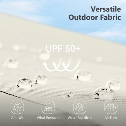 MAISON ARTS Parasol de jardin rectangulaire à manivelle de 4,5 mètres, double face, avec éclairage solaire à LED, pour terrasse, avec socle inclus.