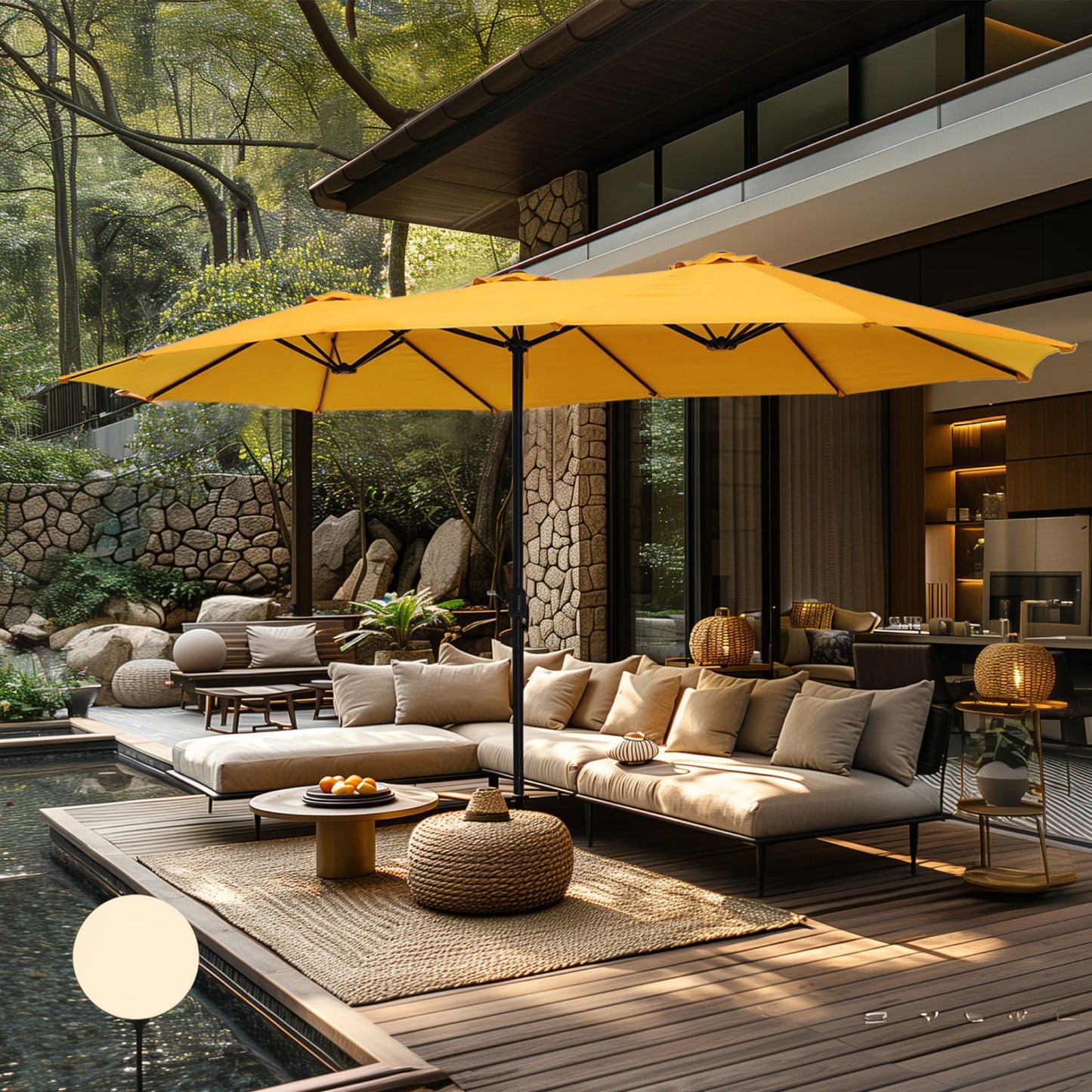 MAISON ARTS Parasol de terrasse extra large double face de 4,5 m avec socle inclus