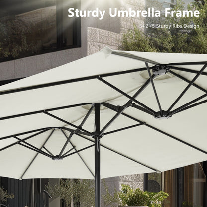 MAISON ARTS Parasol de terrasse extra large double face de 4,5 m avec socle inclus