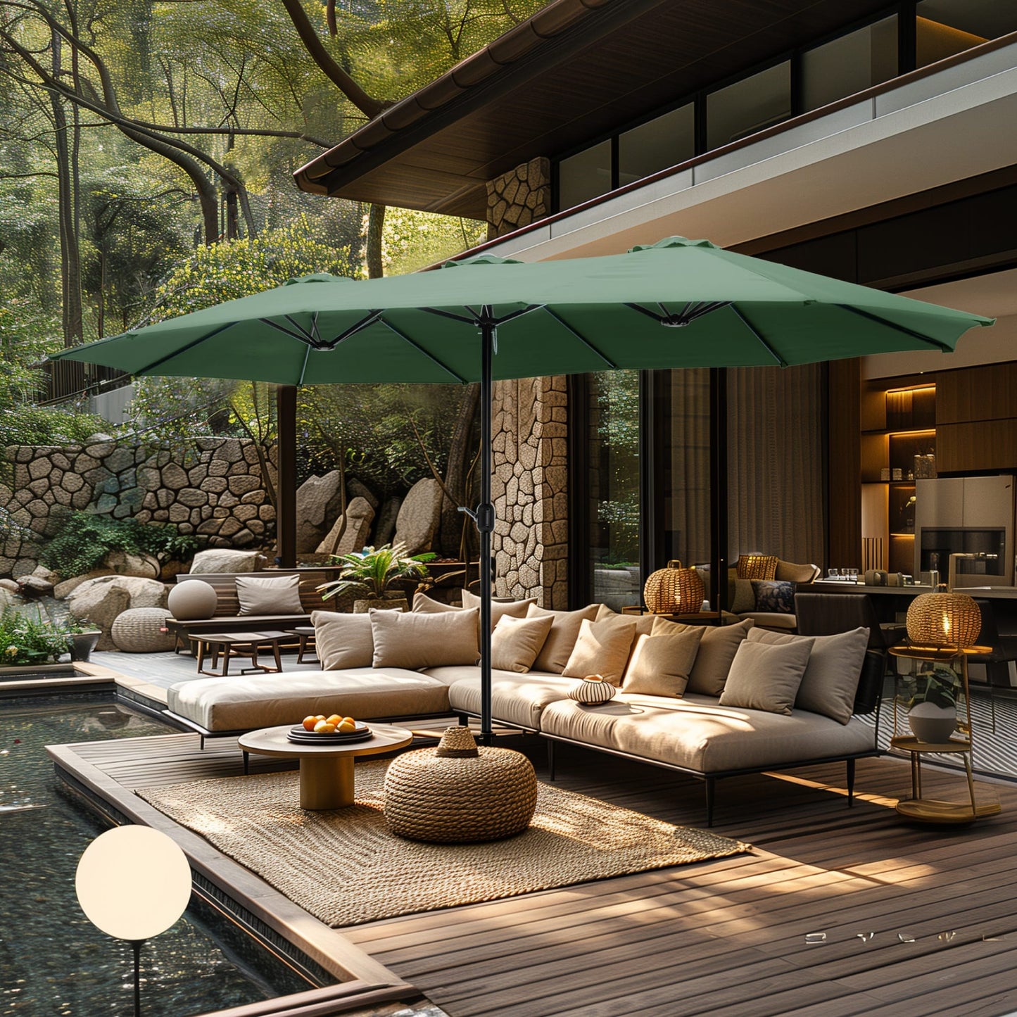 MAISON ARTS Parasol de terrasse extra large double face de 4,5 m avec socle inclus