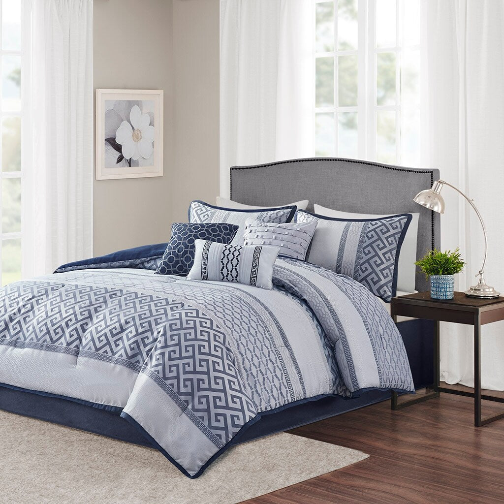 Ensemble de couette Christian à motifs géométriques en jacquard de Madison Park, 7 pièces