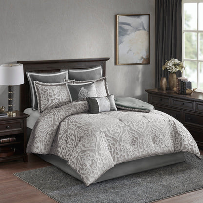 Ensemble de couette et oreillers Madison Park Dillon en jacquard, 8 pièces