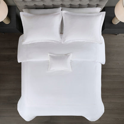 Ensemble de housse de couette brodée en satin de coton 100 % de la collection de luxe Madison Park Signature à 500 fils au pouce carré.