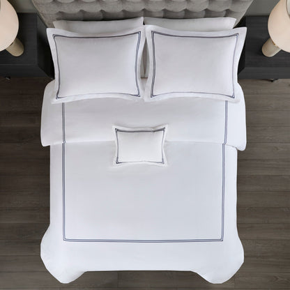Ensemble de housse de couette brodée en satin de coton 100 % de la collection de luxe Madison Park Signature à 500 fils au pouce carré.