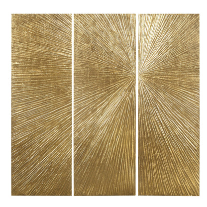 Ensemble de 3 tableaux muraux en résine multidimensionnelle, style triptyque, à motif de soleil rayonnant, peint à la main, de la marque Madison Park Signature.