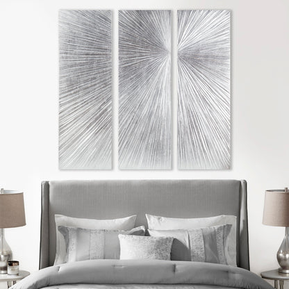 Ensemble de 3 tableaux muraux en résine multidimensionnelle, style triptyque, à motif de soleil rayonnant, peint à la main, de la marque Madison Park Signature.