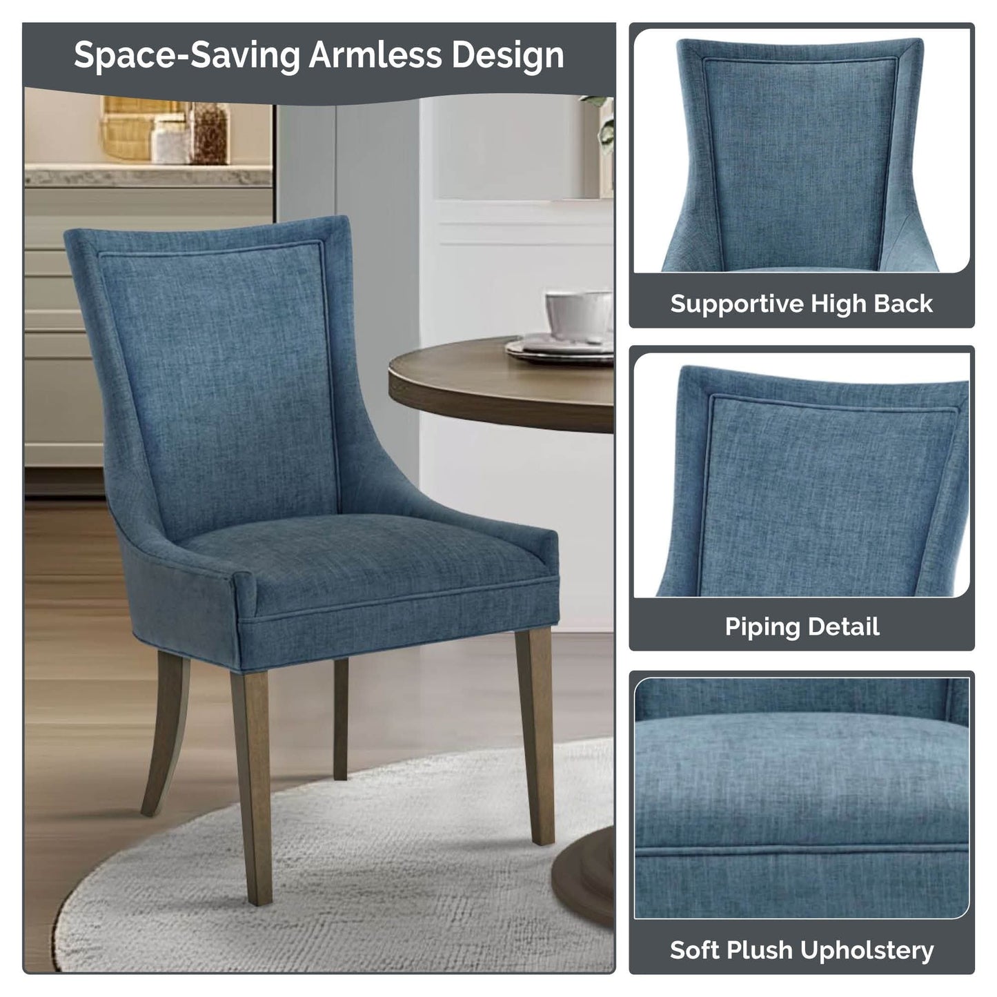 Madison Park Signature Ultra Fauteuils de salle à manger capitonnés avec pieds en bois (lot de 2) - N/A
