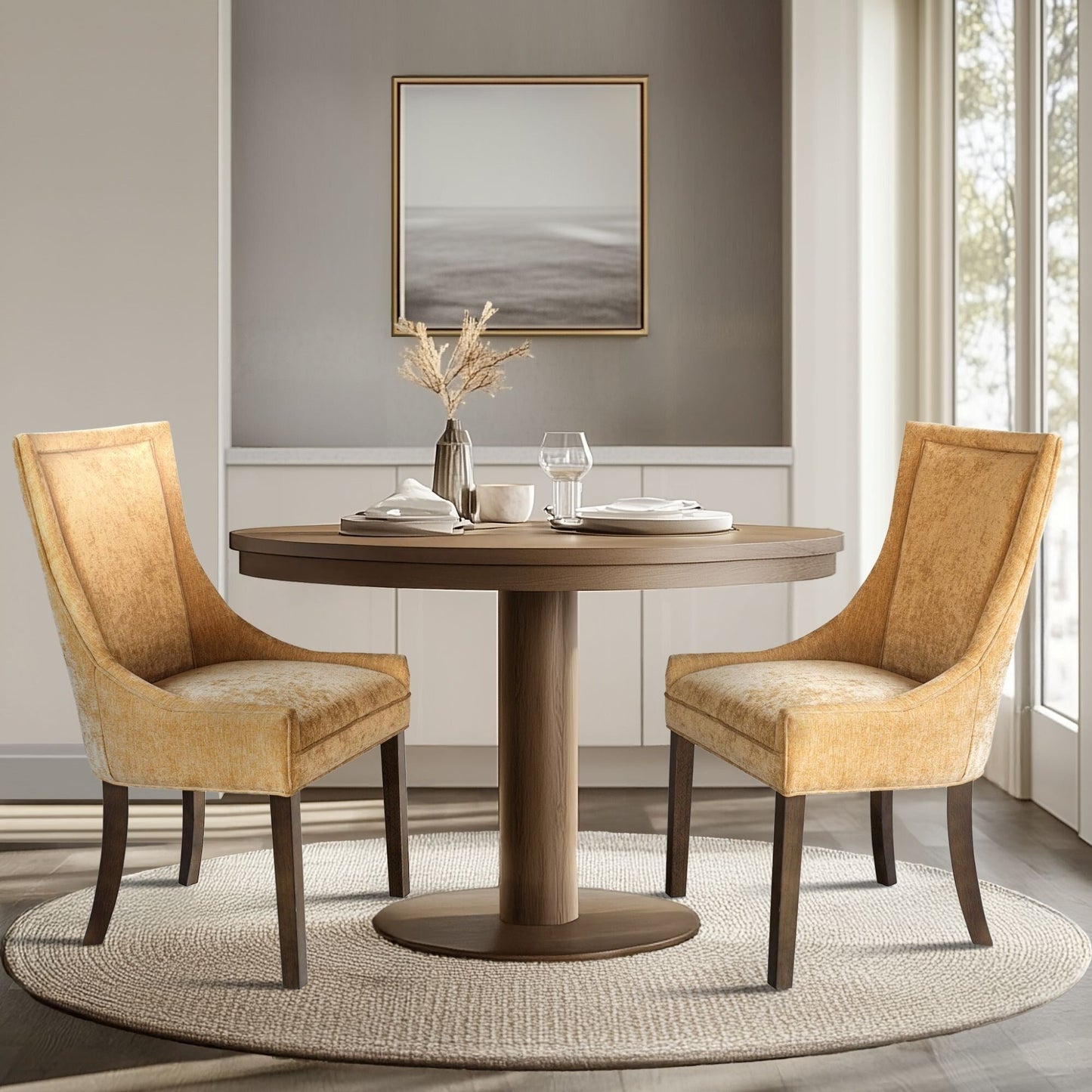 Madison Park Signature Ultra Fauteuils de salle à manger capitonnés avec pieds en bois (lot de 2) - N/A